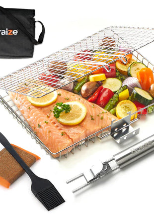 Stainless Steel Large Grill Basket w/ Easy Open Lid