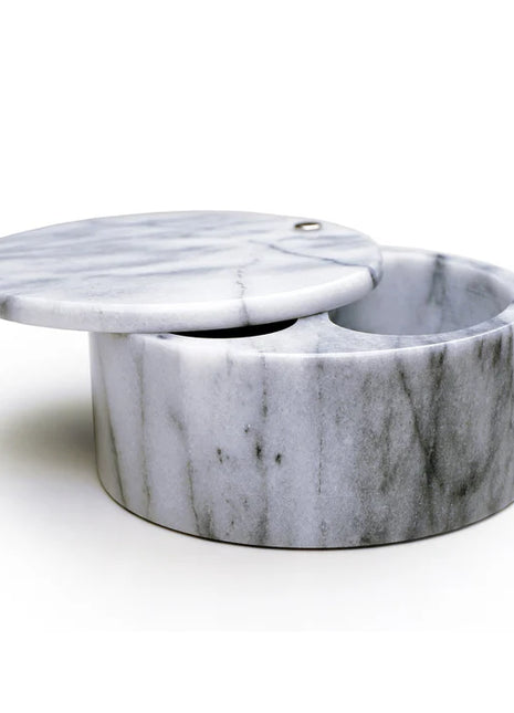 Salt Box Swivel Top White Marble