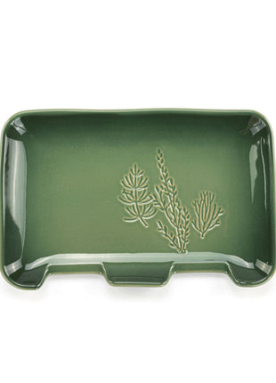 Green Pressed Floral Double Spoon Rest