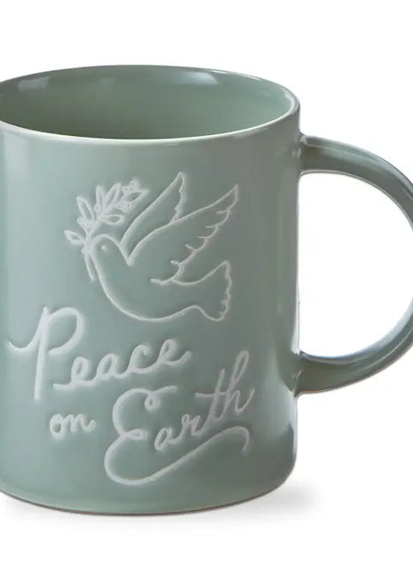 Sage Christmas Mug & Cup - Peace On Earth - Stoneware