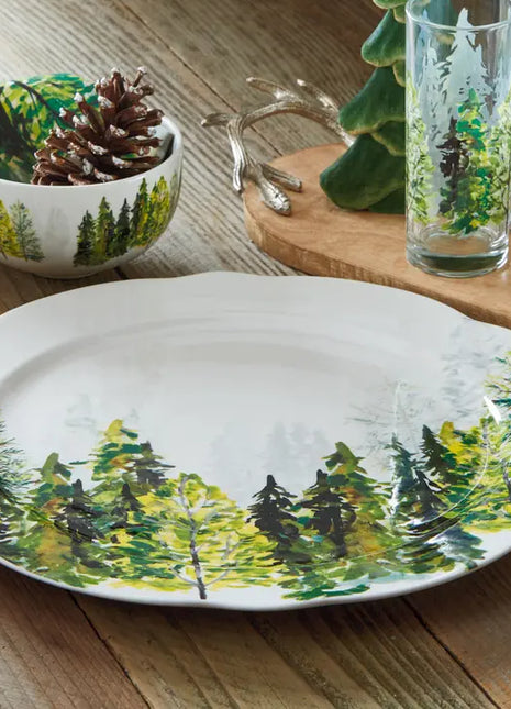 Northern Forest Round Stoneware Platter/Plate