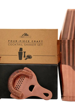 4-Piece Cocktail Bar Set, Antique Copper