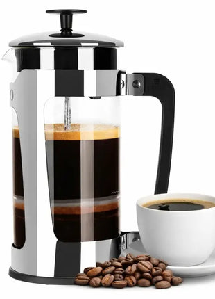 French Press Coffee Maker - P5 -Glass & Stainless-Steel Cage 18 oz