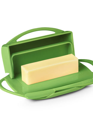 Countertop Flip-Top Butter Dish w/ Matching Spreader - Green
