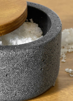Concrete Salt Cellar with Wooden Lid