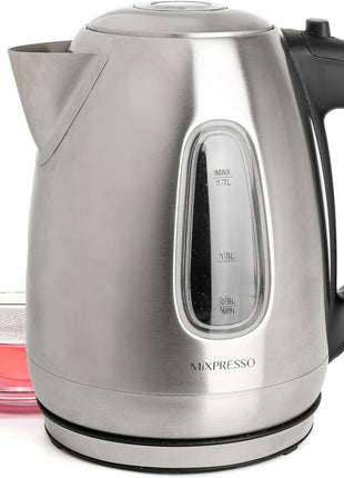 Mixpresso Stainless Steel Electric Kettle, Cordless Pot 1.7L Portable Electric Hot Water Kettle, 1500w Strong Fast Boiling Pot, Water Boiler, Electric Tea Kettle With Boil Dry Protection: Stainless Steel