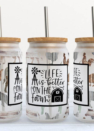 Life is Better on the Farm 16oz Frosted Libbey Glass Tumbler