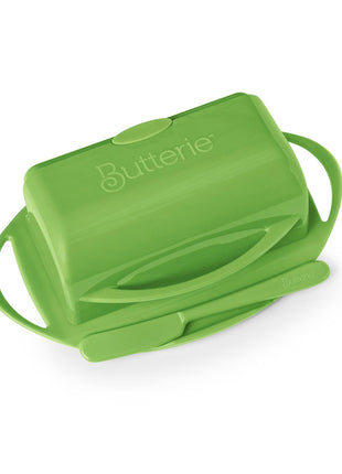 Countertop Flip-Top Butter Dish w/ Matching Spreader - Green