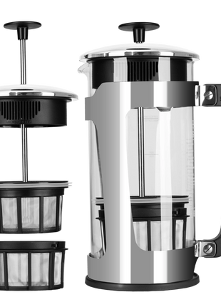 French Press Coffee Maker - P5 -Glass & Stainless-Steel Cage 32 oz