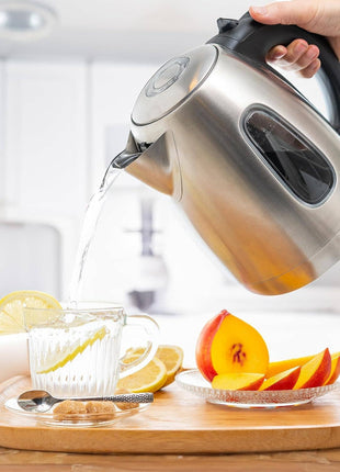 Mixpresso Stainless Steel Electric Kettle, Cordless Pot 1.7L Portable Electric Hot Water Kettle, 1500w Strong Fast Boiling Pot, Water Boiler, Electric Tea Kettle With Boil Dry Protection: Stainless Steel