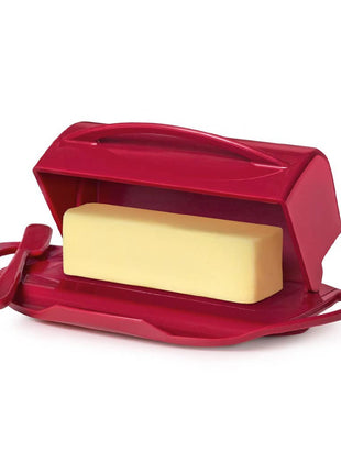 Countertop Flip-Top Butter Dish w/ Matching Spreader - Red