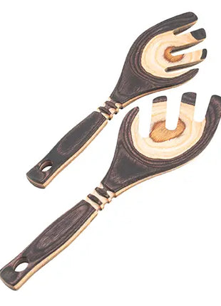Pakka Wood Salad Leaf Servers 9" -