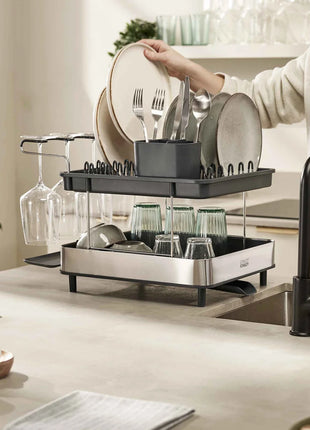 Excel Steel 2-tier Dish Rack - Grey