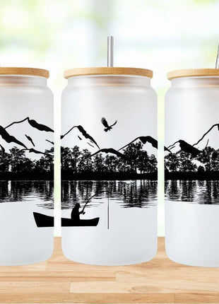 Mountain Range Fishing 16oz Frosted Libbey Glass Tumbler