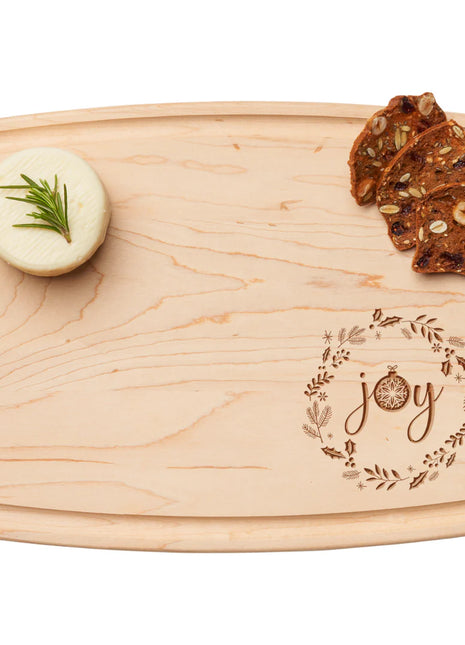 Arched Artisan Maple Board | Joy Wreath | 12 X 9"