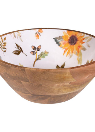 VivaStyle Sunflower Fields Bowl, Wood Bowl - Large