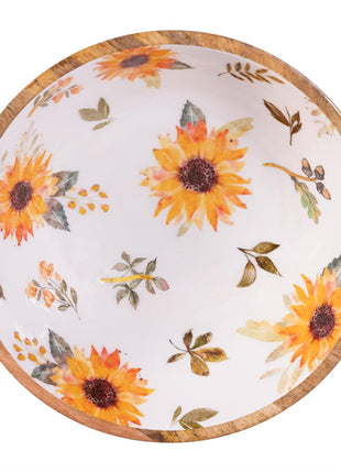 VivaStyle Sunflower Fields Bowl, Wood Bowl - Large