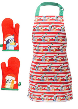 Bluey Holiday Youth Apron and Oven Mitt Set