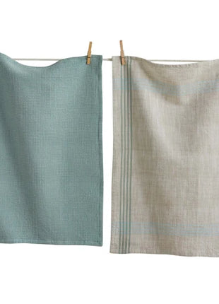 Woven Dishtowel Light Blue set of 4