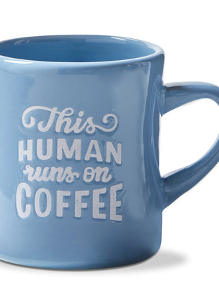 This Human Runs on Coffee Diner Mug