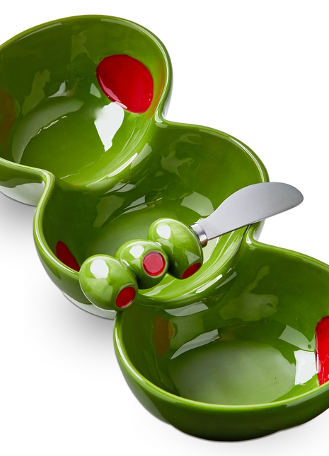 Olive 3-Part Server & Spreader Set Of 2