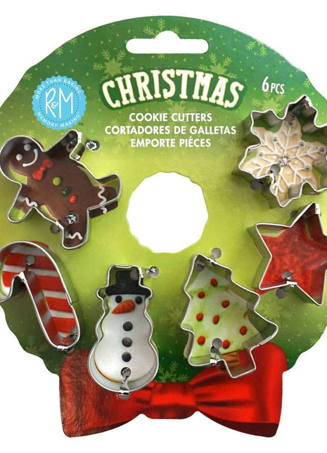 Mini Christmas 6 Pc Cookie Cutter Set On Wreath Card