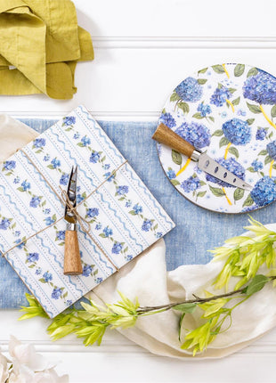 VivaStyle Serving Board, Wooden Cheese Board with Knife, Hydrangea, Asst of 2