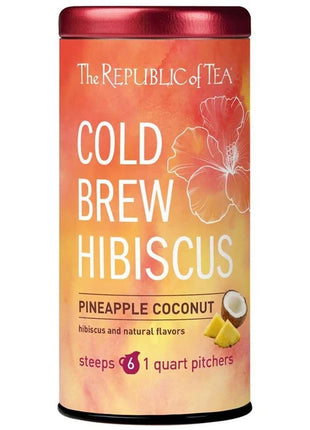 Republic of Tea Hibiscus Cold Brew Iced Tea Pineapple Coconut Pouches