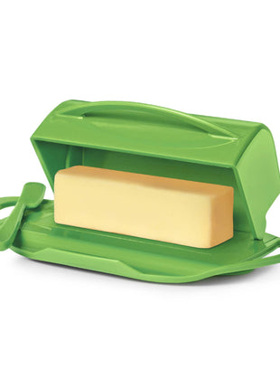 Countertop Flip-Top Butter Dish w/ Matching Spreader - Green