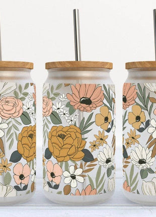 Cute Floral 16oz Libby Glass Tumbler