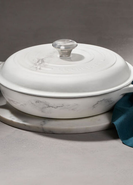 White Marble Signature Braiser 3.5 qt DC
