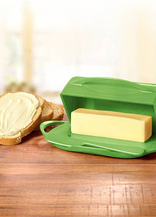 Countertop Flip-Top Butter Dish w/ Matching Spreader - Green