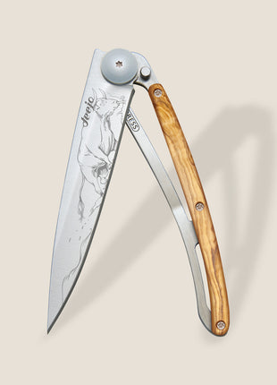 27G Knife Bull Olive Wood Grey