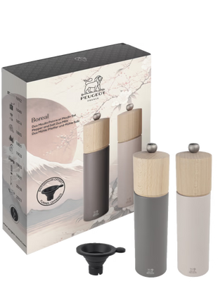 Boreal Duo Set Salt And Pepper Mill Set w/silicone Funnel DC