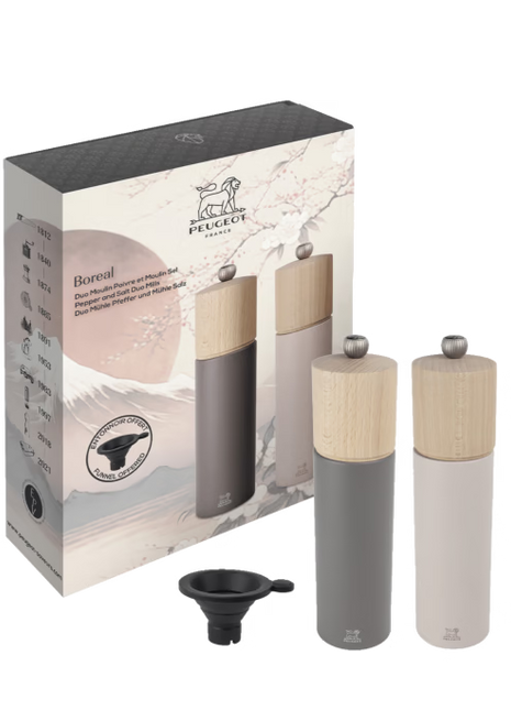 Boreal Duo Set Salt And Pepper Mill Set w/silicone Funnel DC