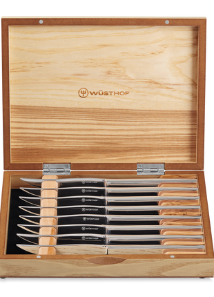 Stainless Steel Steak Set 8 Pc in Olivewood Chest