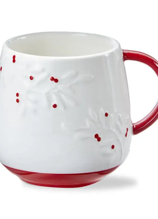 Christmas Winter Snow Botanical Mug Red Earthenware