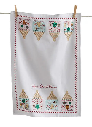 Gingerbread House Embroidered Dishtowel