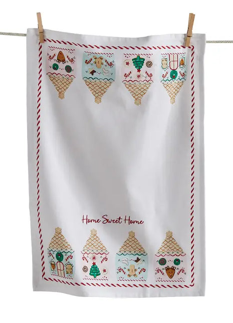 Gingerbread House Embroidered Dishtowel
