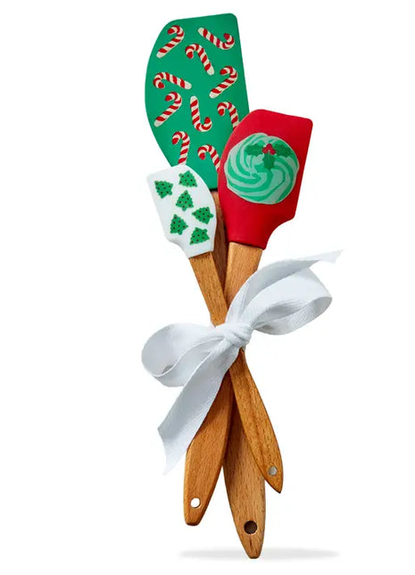 Christmas Spatula Set of 3 - Silicone & Beech Wood