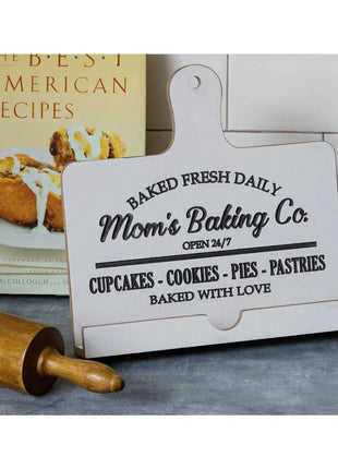 Cookbook Stand - Mom's Baking Co. Carved