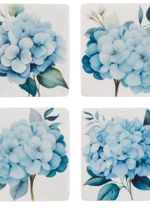 Coaster set Blue Hydrangea