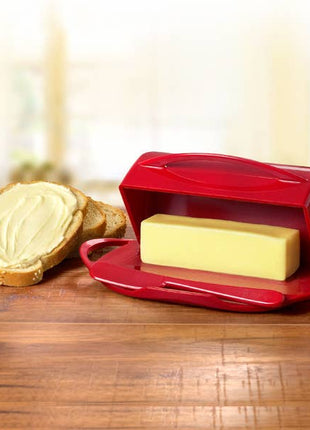 Countertop Flip-Top Butter Dish w/ Matching Spreader - Red