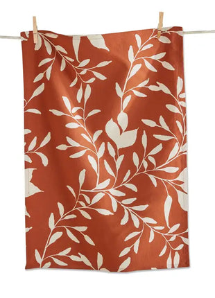 Autumn Botanical Dishtowel Terracotta Cotton Fall