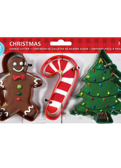 Christmas 3 pc Color Cookie Cutter Carded set