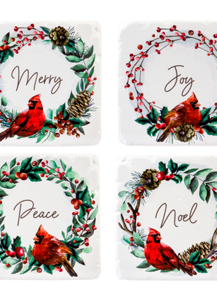 Cardinal in Wreath Coaster (4 pc. set)