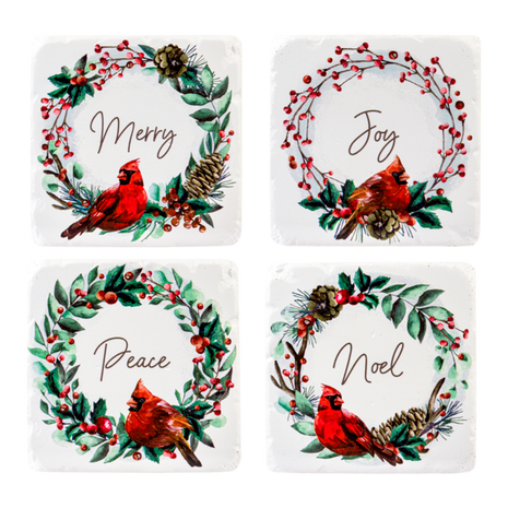 Cardinal in Wreath Coaster (4 pc. set)