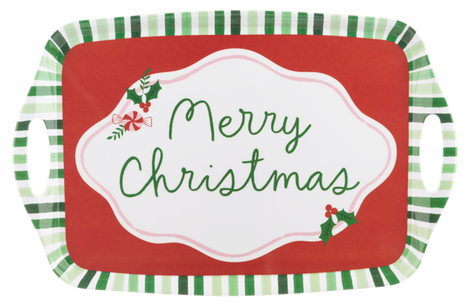 Christmas Stripe Merry Christmas Serving Tray