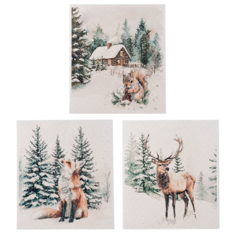 Winter Woodland Reusable Dish Cloth
