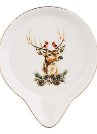 Winter Stag with Cardinal Spoon Rest